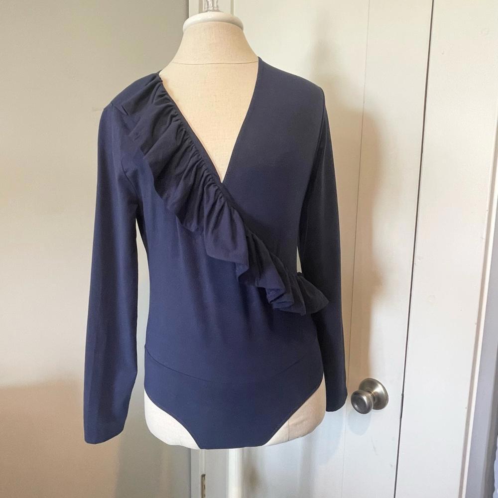 NWT- J.Crew- Long Sleeve Bodysuit with Ruffle Detail- Women's Medium
